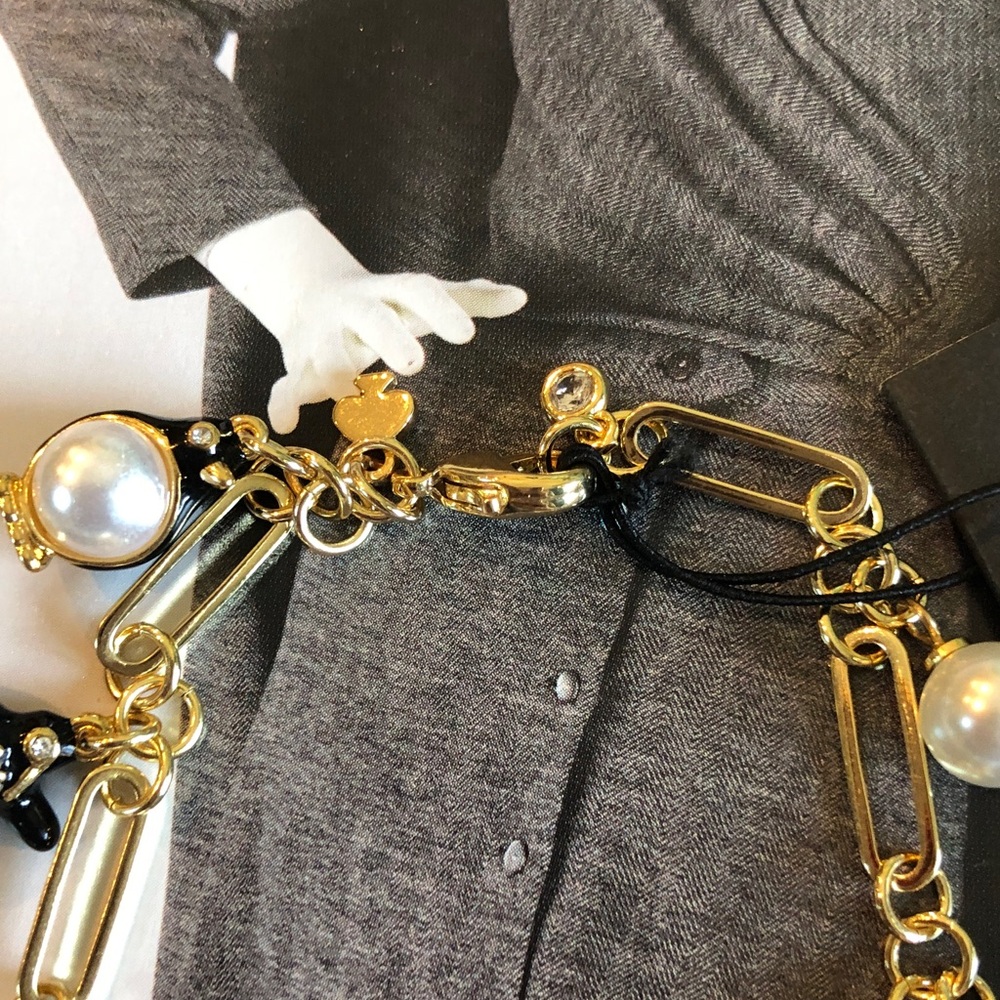 Authentic kate spade NWT Gold Charm Bracelet with Pearls and Black Penguins - Picture 4 of 8